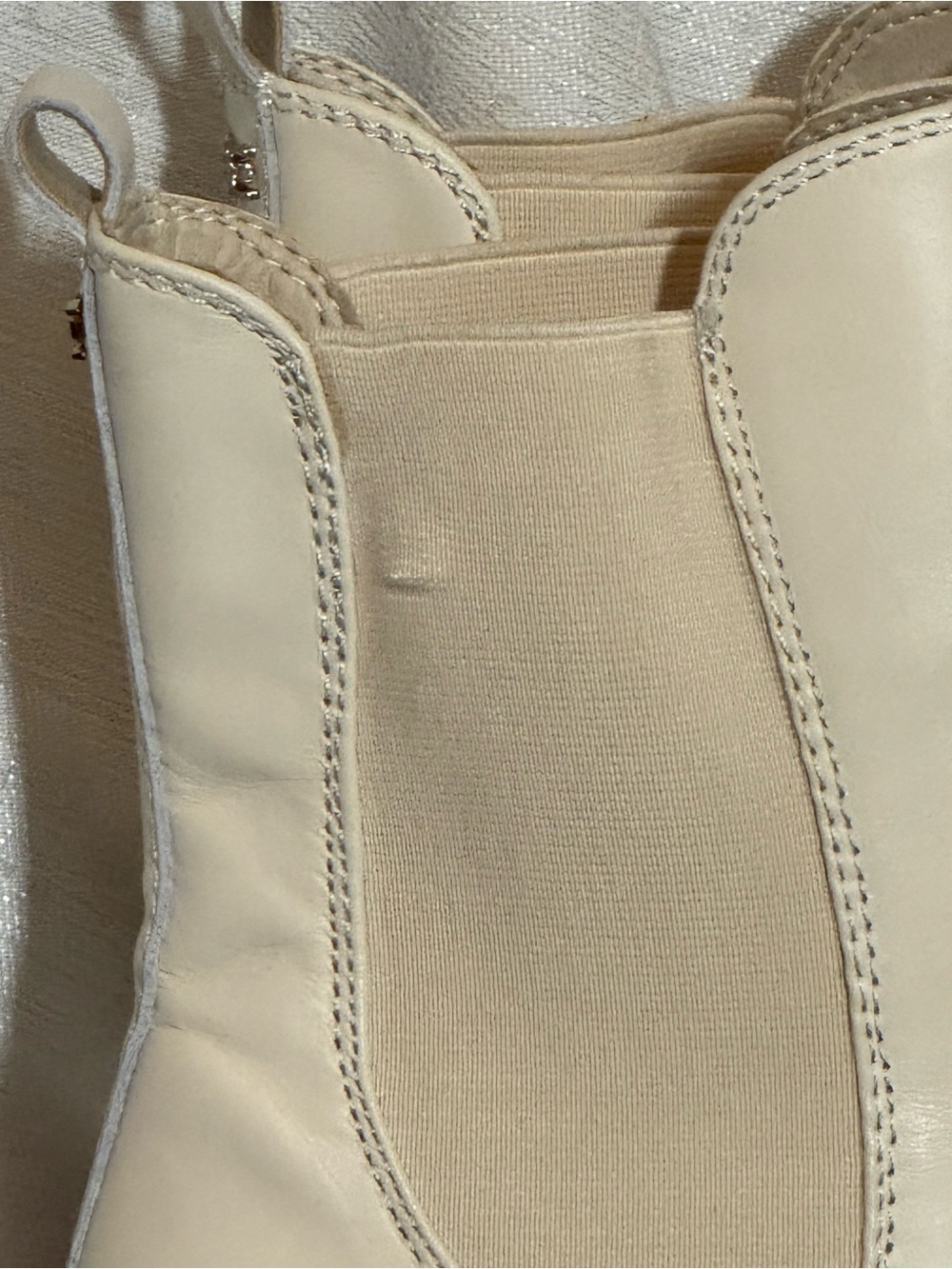 Sam Edelman Rollins Cream Leather Chelsea Block Heel Boots for Women - Picture 10 of 13